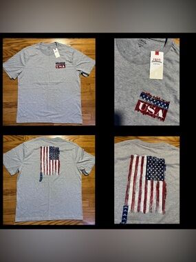 IZOD Saltwater Gray USA Patriotic Graphic T Shirt men’s sz XXL NEW!!